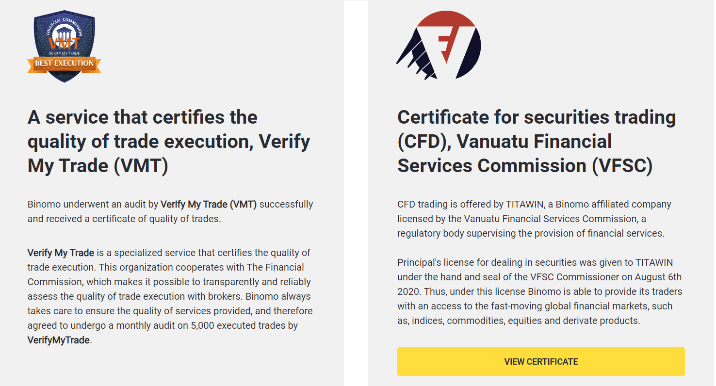 Certificates for Securities Trading by VFSC