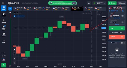 Quotex withdrawal step 1