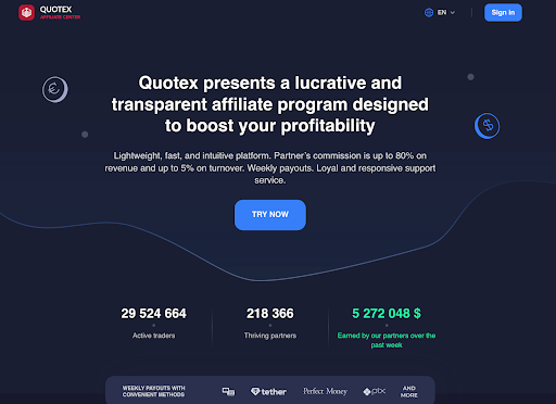 Quotex affiliate program official website