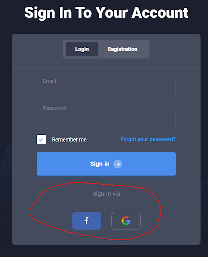 Quotex social login